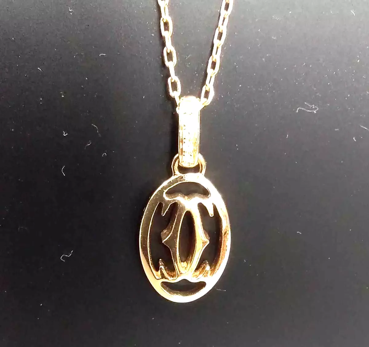 Cartier Double C 2C Logo Diamond Au750 18K Necklace Pendant 4g Authentic
