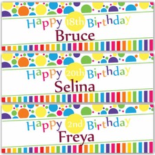 2 Personalised birthday banner Dot children party 1st 2nd 18th 21st 30th 40th