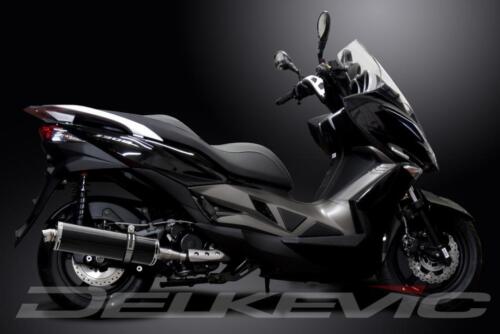 KAWASAKI J300 2014-2020 450mm OVAL CARBON BSAU SILENCER EXHAUST KIT - Picture 3 of 4