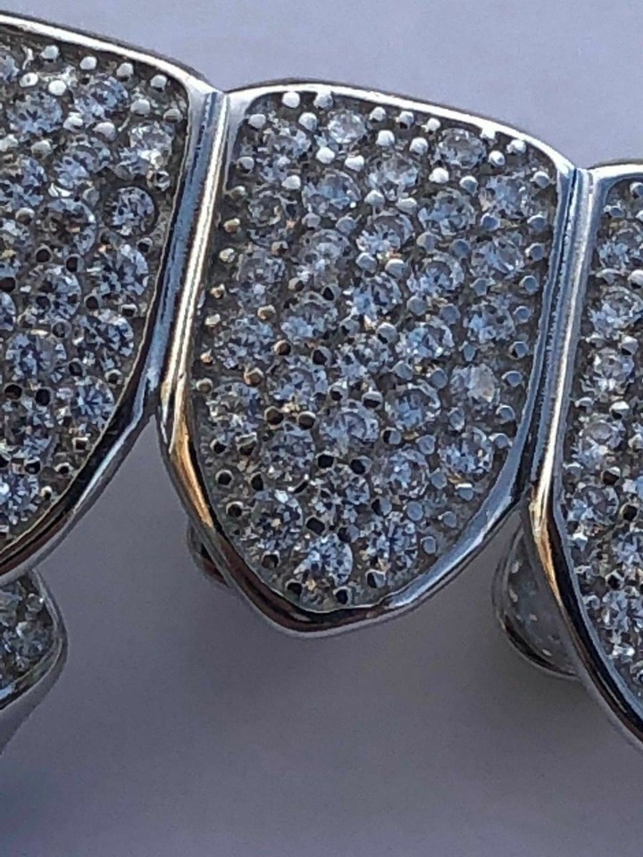 Hip Hop Diamond Dental Grillz - Custom 925 Sterling Silver Tooth Jewelry