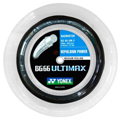 【新品未使用】BG66ULTIMAX YONEX STRINGS/200M Yonex BG66 Ultimax (Black) 656ft 200m Reel Badminton String Made