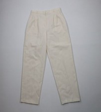 Vintage 90s Streetwear Womens 12 Pleated Sheer Tapered Leg Chinos Pants Cream