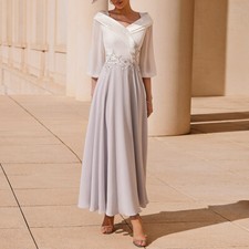 Elegant Wedding Guest Dresses A Line V Neck Applique Formal Evening Bridal Gown
