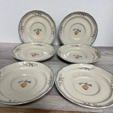 Vtg International China Stoneware  Set of 6 Marmalade Strawberry Goose Saucers