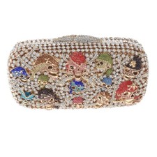 Gold Tone Metal Crystal Rhinestone Clutch Evening Bag HB6142-MUL