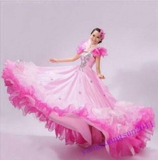 New Fashion Women's Performance Ball Gown Spain Paso Doble Floral Dancing Dress