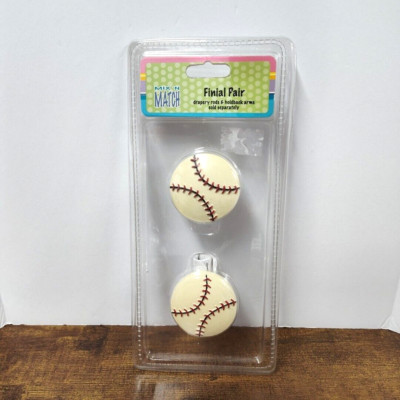 Mix 'n Match Finial Pair, BASEBALL, Bedroom / Rec Room Decor, 2