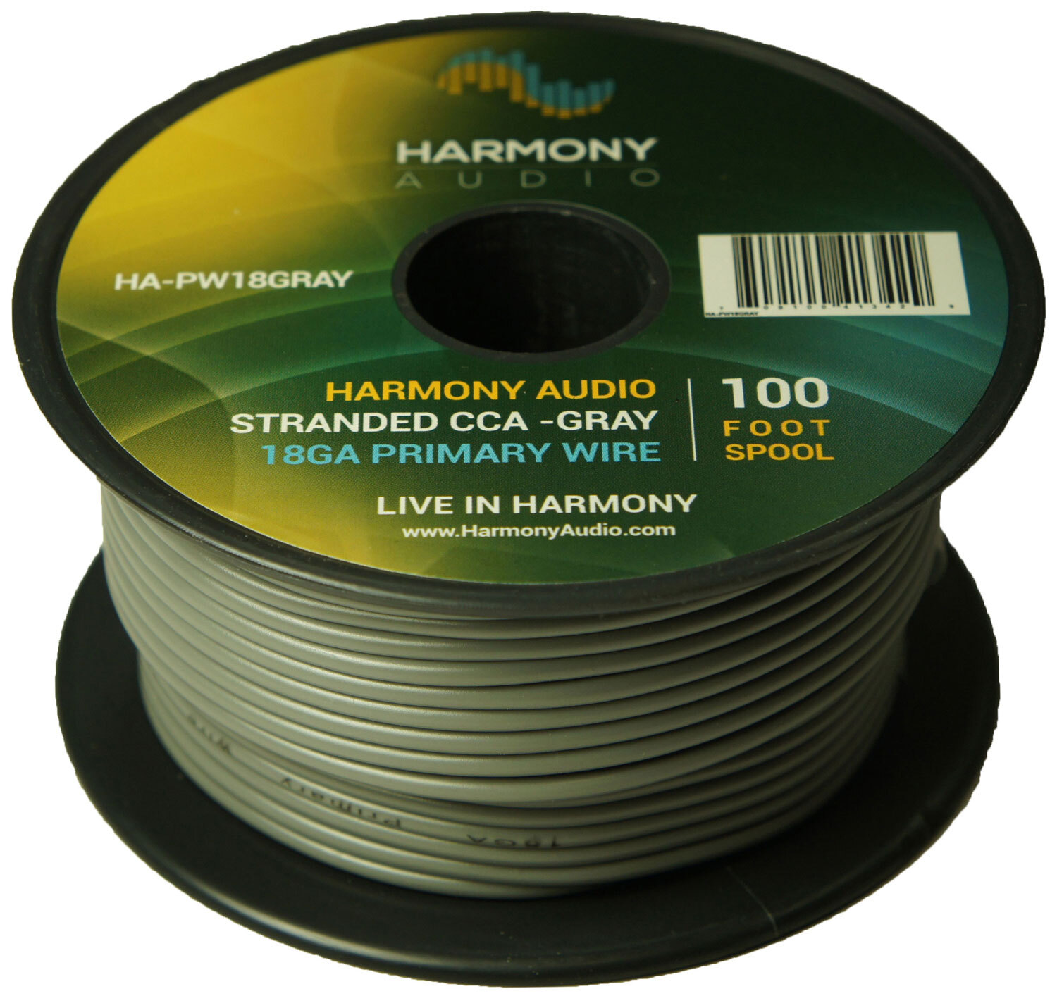 Harmony Car Primary 18 Gauge Power or Ground Wire 100 Feet Spool Gray Cable New