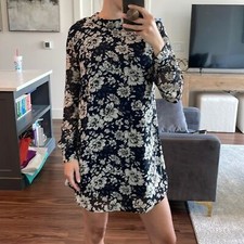 ASTR The Label navy floral sheer overlay long sleeve dress. Size XS