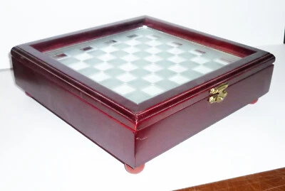 Dame - Coffret en Bois Avec Echec Et Base Verre - Boîte Originale, Bon État - Photo 1/4