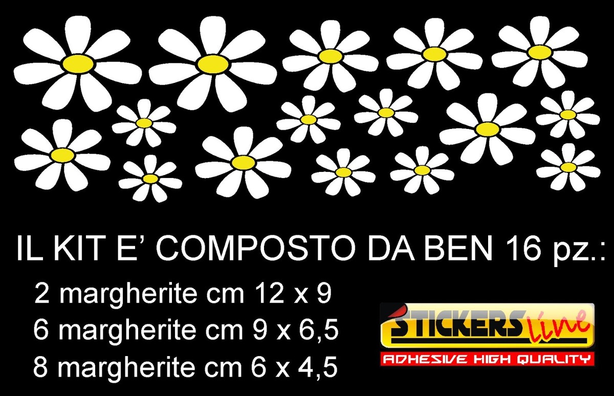 Adesivi Fiori Margherite Per Auto E Moto - 27 Pezzi Grande - Decorazione Colorata E Divertente - Foto 9