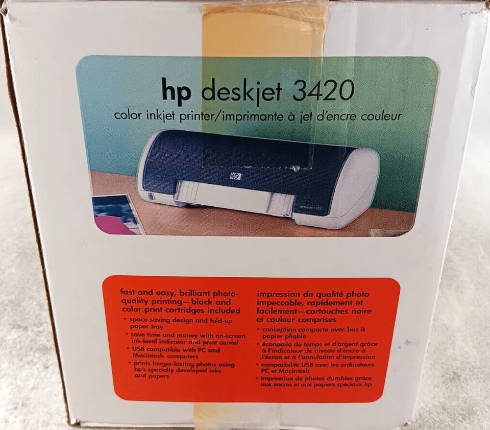 HP Deskjet Printer 3420 Standard Inkjet Printer No Power Cord - Image 3 of 4