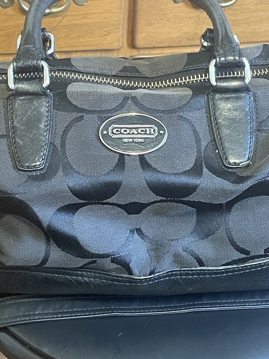 COACH Black Signature Canvas Legacy MOLLY Satchel Shoulder Bag | eBay