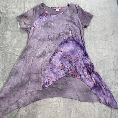 Crazy Fish Hawaii Dress Beach Coverup XL Sheer Purple Floral