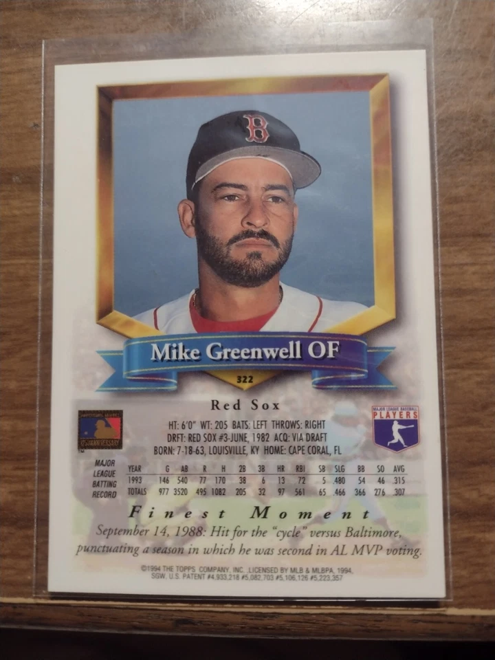 Mike Greenwell, Gene Harris & Phil Leftwich Topps Finest - Image 4 of 4