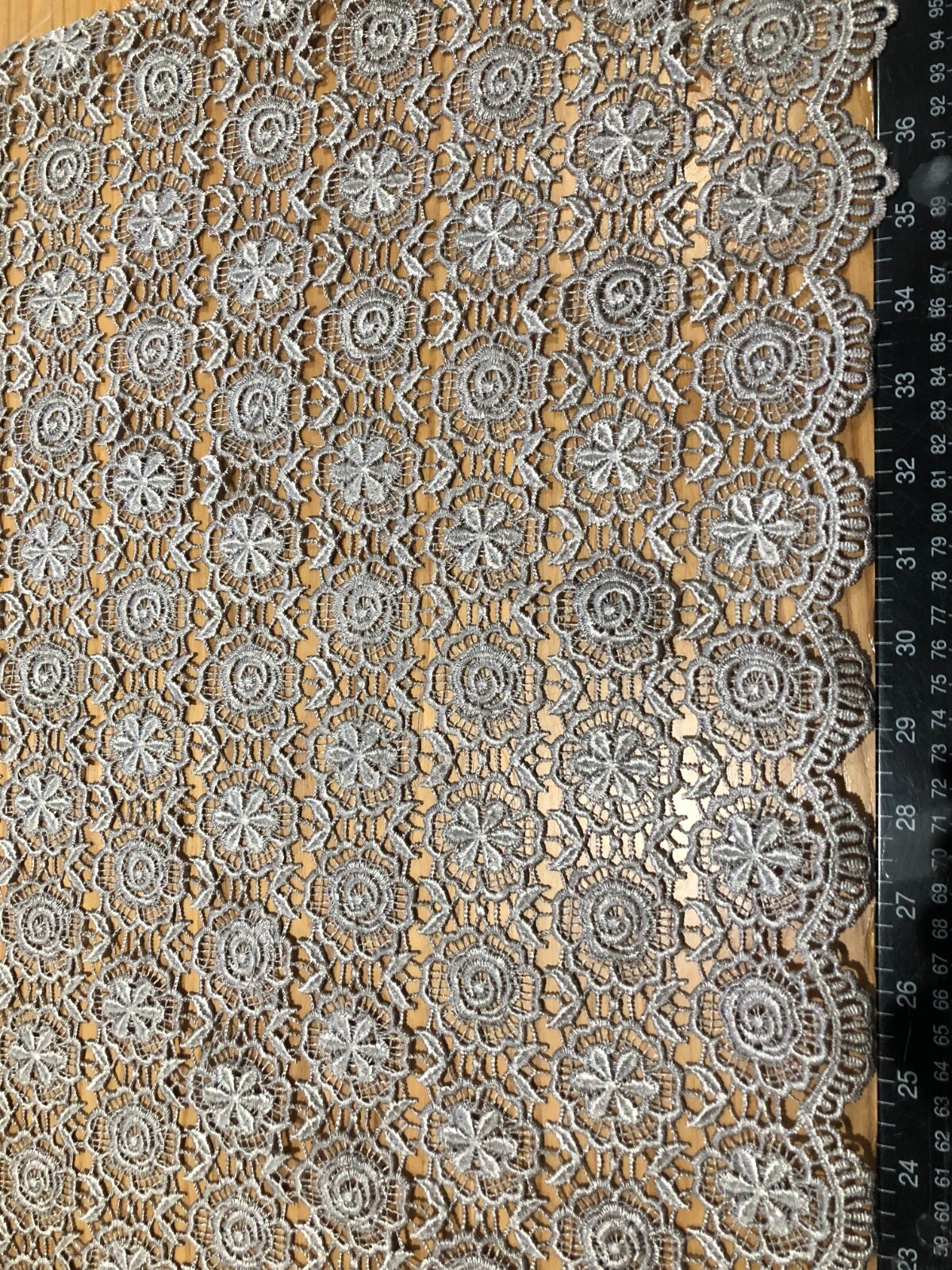 guipure lace fabric (gu206), silver, 100 cm wide, sold by the metre
