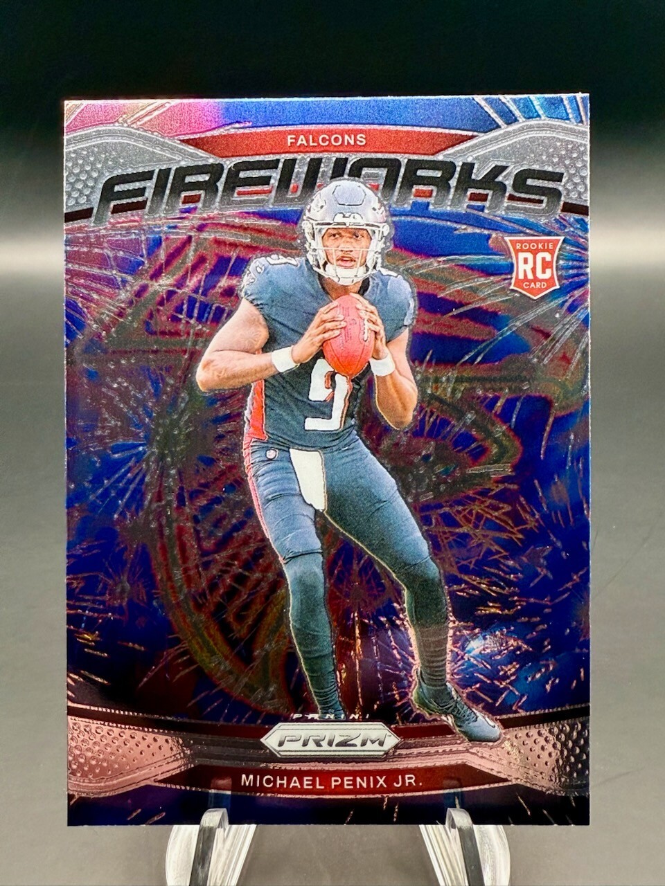 2024 Panini Prizm - Michael Penix Jr Fireworks (RC) #16 Atlanta Falcons