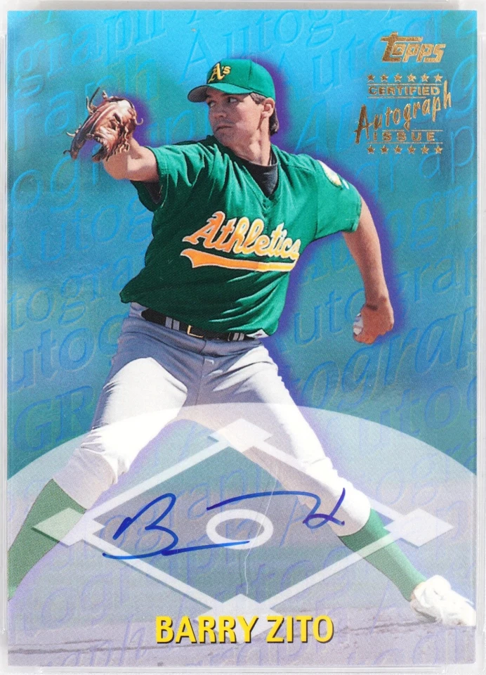 Tarjeta de béisbol 2000 Topps Barry Zito autógrafo graduado 10 gemas como nueva Foto 2 de 3