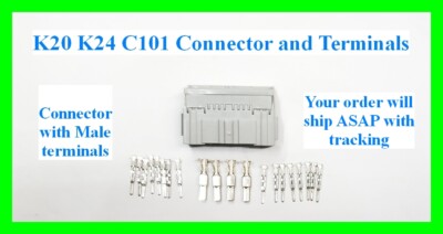 fits Honda Acura C101 Connector + Pins Male Terminals K20A K24A Harness K20 K24