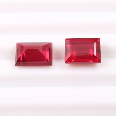 AAA Natural Mozambique Pigeon Red Ruby Baguette Loose Gemstone Pair 10x7 MM
