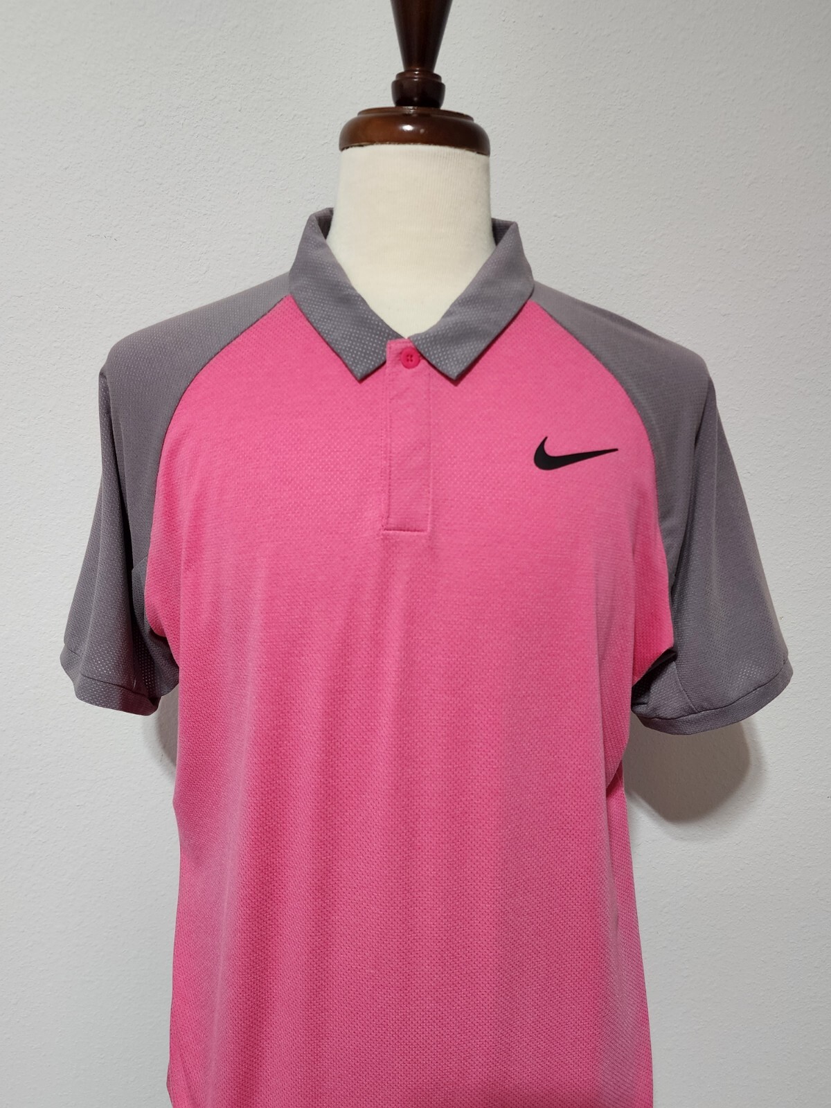 Nike Pink Grey Polo Shirt Men Large Gem