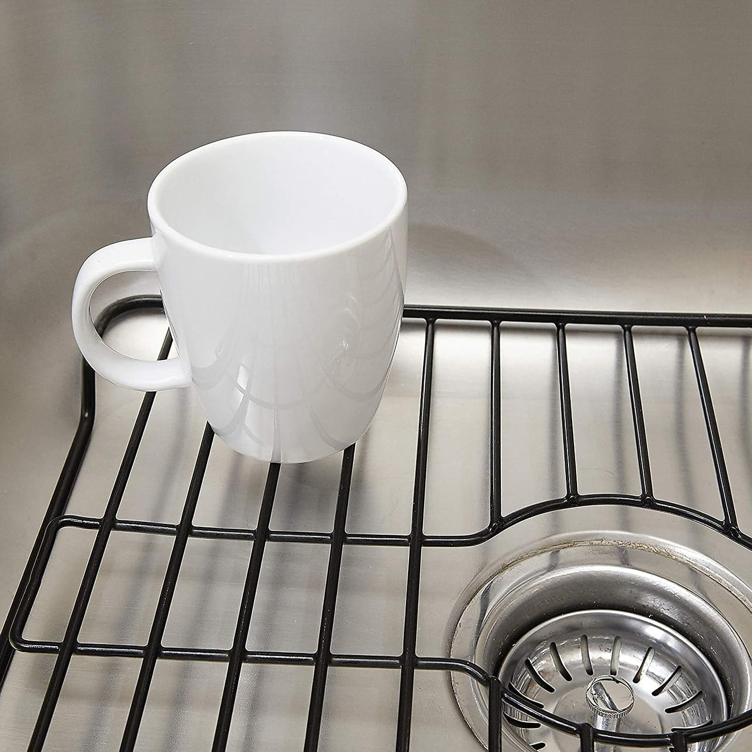 Metal Sink Protector Rack, Black Sink Mat, Prevents Scratches, 12