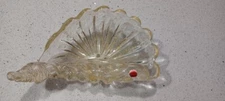 Murano Glass Shell Bowl Clear and Yellow with Gold Flecks