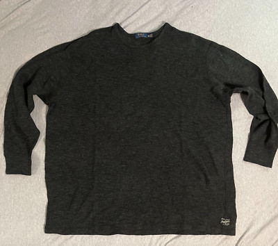 POLO RALPH LAUREN MENS PRE OWNED LONG SLEEVE KNIT SHIRT BLACK 3XLT