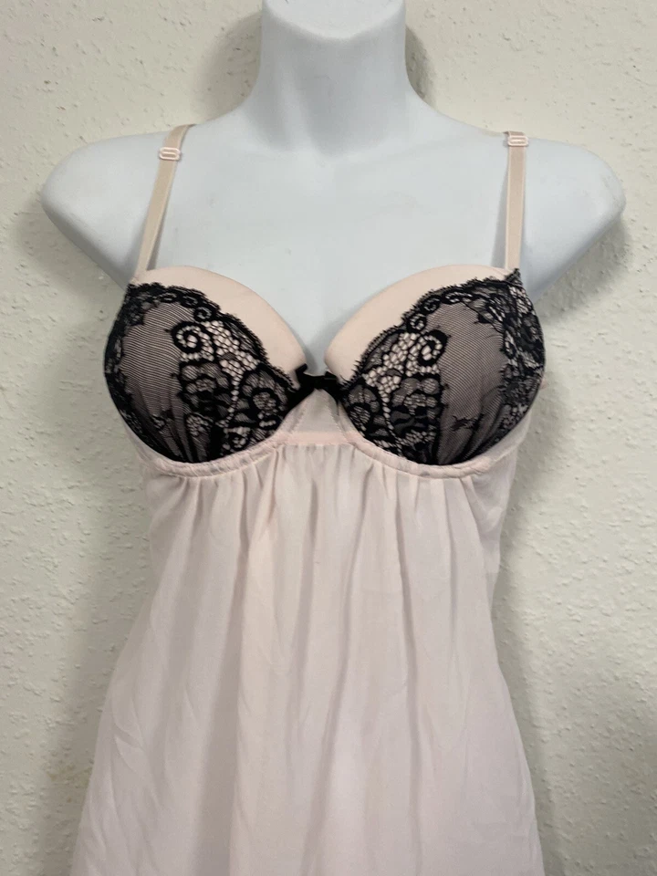 Sexy Camisón Babydoll Gilligan & O'Malley Rosa Chifón Quimise Mujer Talla S Acolchado Foto 4 de 4