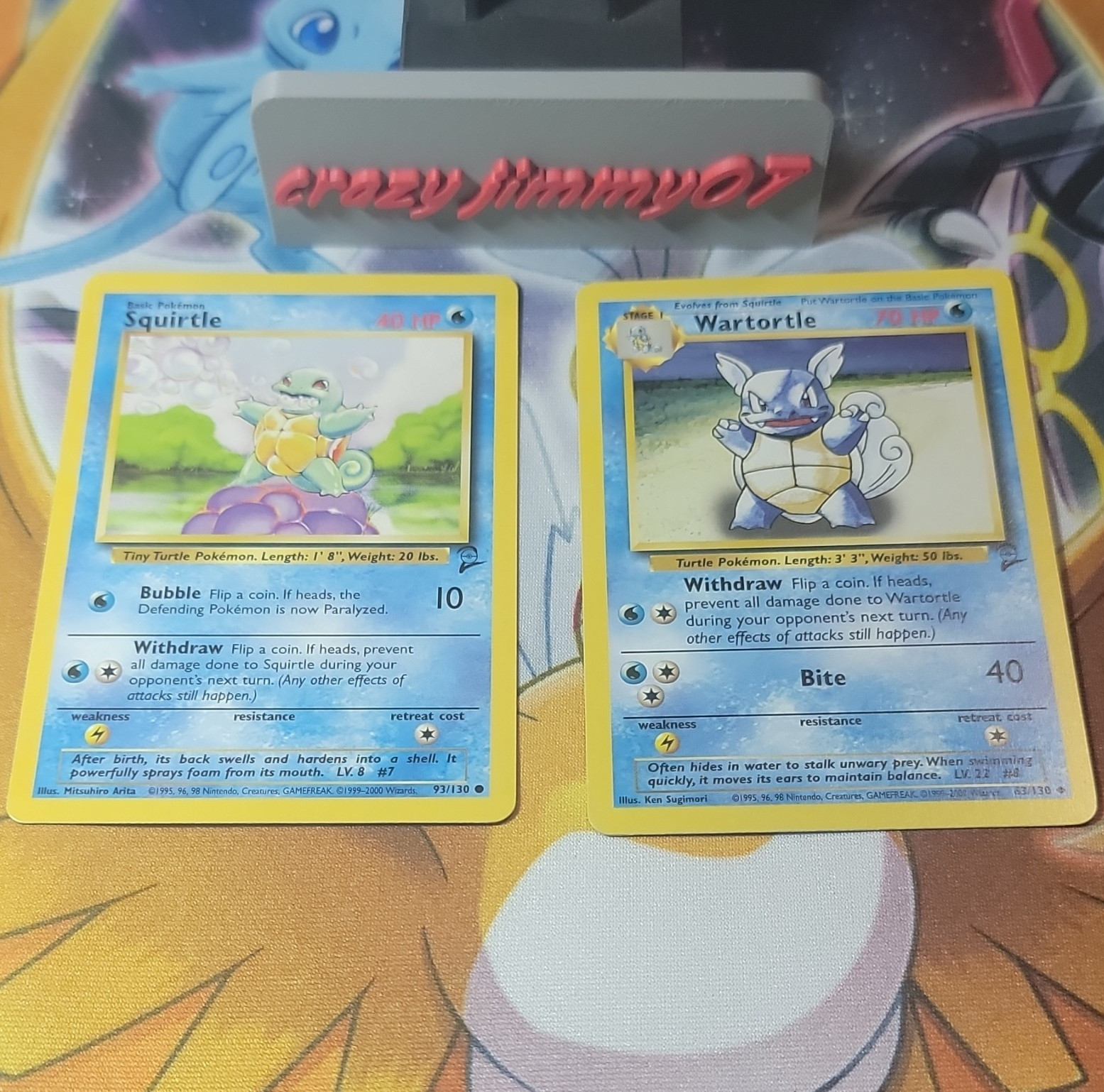 Pokemon TCG Base Set 2 Squirtle 93/130 & Wartortle 63/130 2-Card Lot