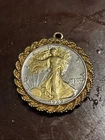 1942 WALKING LIBERTY HALF DOLLAR W/ROPE BEZEL PENDANT