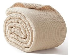 100 Cotton King Size Blankets for Bed 108" x 90", King 108" x 90" 01 - Beige