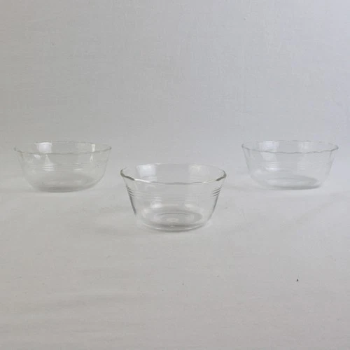 Lot Of 3 Pyrex Clear Glass Custard Cup/Small Bowls 1 (6 Oz) 2 (10 Oz)