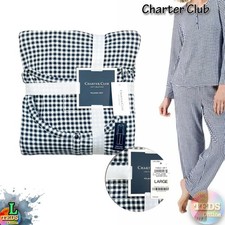NWT Charter Club L 2-Pc. Long-Sleeve Packaged Pajamas Set 100189827 Ginghm Check