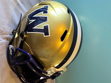 Washington Huskies Replica Speed Metallic Gold Football Helmet w/ Purple Visor