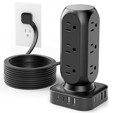 Dual Pd 20W Power Strip Tower Tentrend Surge Protector Power Strip 12 Ac
