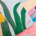 Original Abstract Tulips 11x14 Flower Painting Acrylic Teal Pink Wall Art Canvas — photo 3