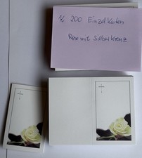 200 Einzelbilder Rose mit Silberkreuz Gedenkbilder