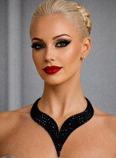 Ballroom dance dress jewelry rhinestone Necklace. Handmade Dance accessories.