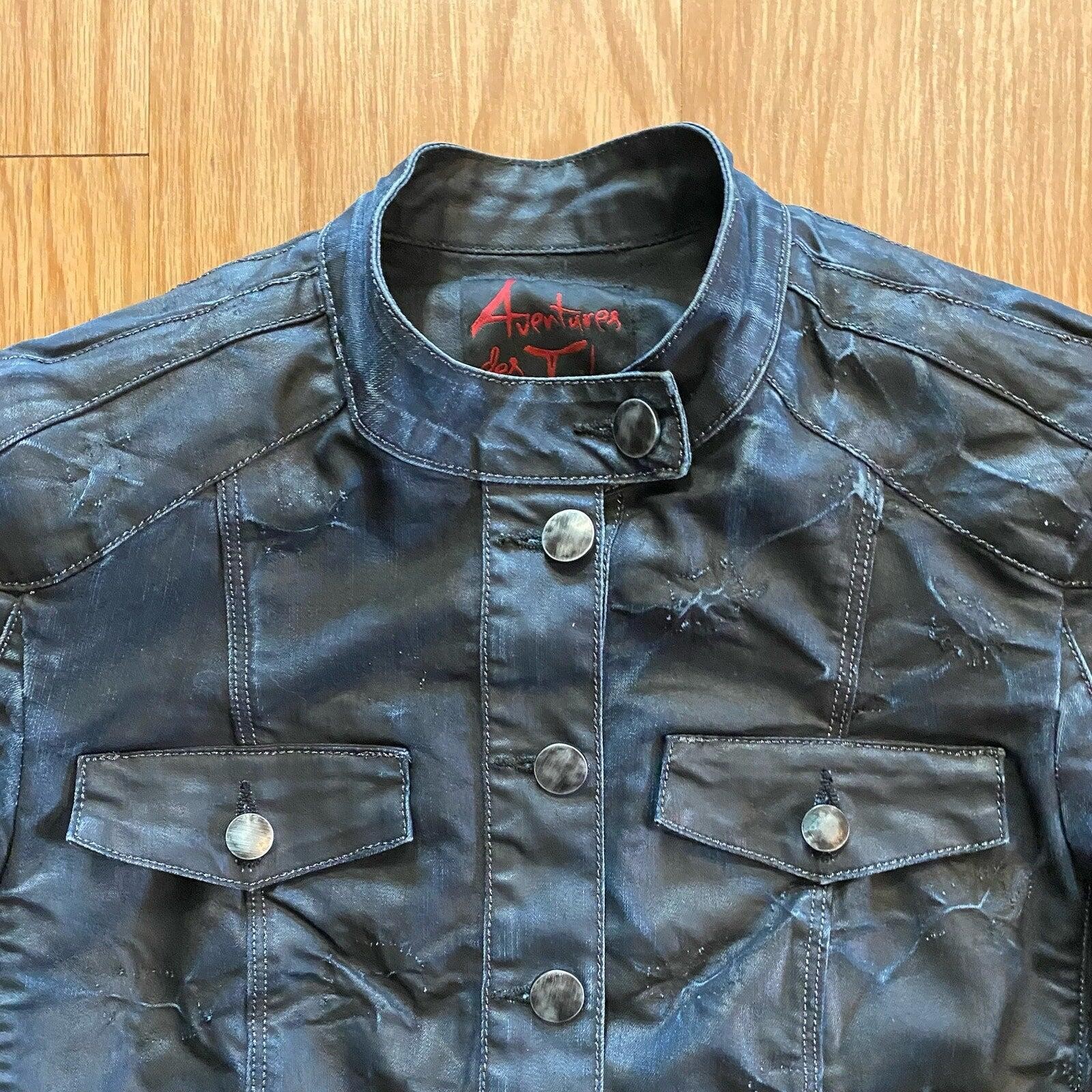 Aventures des Toiles Distressed Blue Denim Jacket Womens M image 4