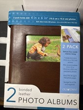 Old Town Bonded Leather Photo Albums 2-Pack Holds 600 Photos 4"x6" Brown NEW