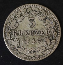 BAVARIA (German State) 3 Kreuzer 1847 - Silver 0.333 - Ludwig I. - 2183