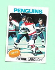 (1) PIERRE LAROUCHE 1975-76 TOPPS # 305 PENGUINS ROOKIE EX-MT CARD (N0176). rookie card picture
