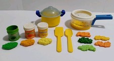 Vntg Fisher-Price Play Food Lot Alphabet Soup Baby Food Baby's Mealtime