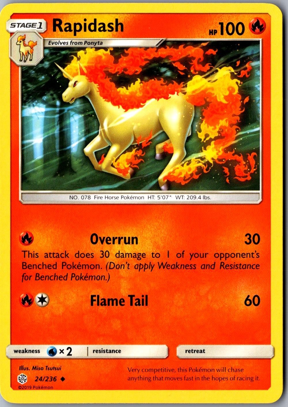 Rapidash 24/236 Uncommon SM Cosmic Eclipse LP Pokemon Card