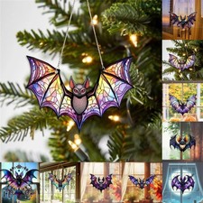 Bat Stained Glass Window Pendant Bat Suncatcher Halloween Hanging Bat Decoration