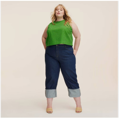 kate spade new york High-Rise Straight Leg Wide Cuff Jeans - Sz 14 Blue NWT