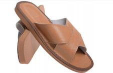 Men's Lightweight Leather Genuine Leather Slippers Slippers Slides Beige EU V...
