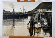 c1930 Alaskan Ships in Harbor "ALEUTIAN" Large JOHN KABEL Signed Albumen Photo