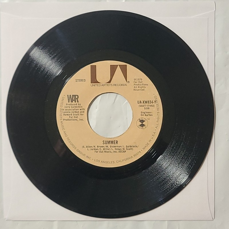War ~ Summer/ All Day Music ~ United Artists 45 RPM Record